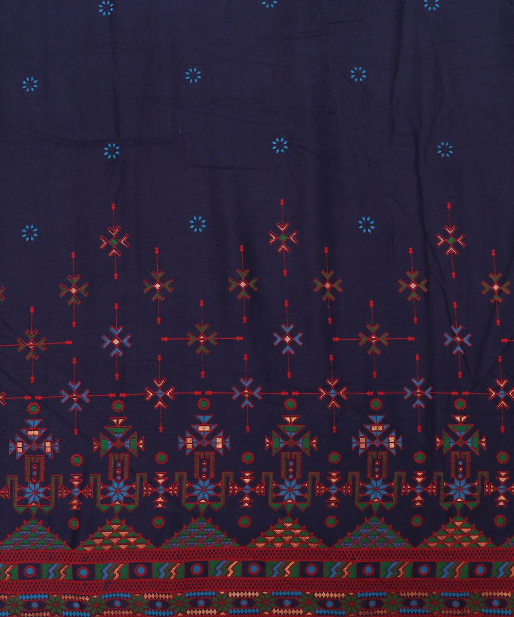 Dark Blue Colour Abstract Print Rayon Fabric