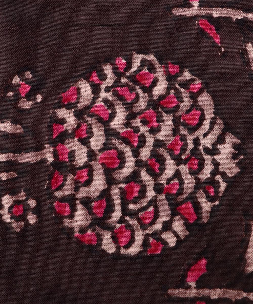 Brown Colour Floral Print Rayon Fabric