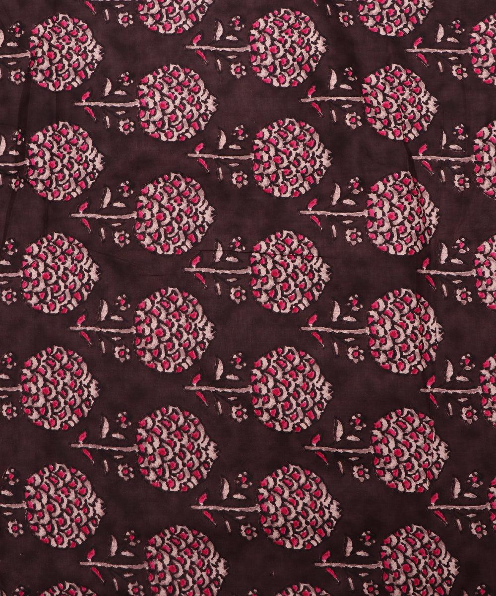 Brown Colour Floral Print Rayon Fabric - Fabric Dekho