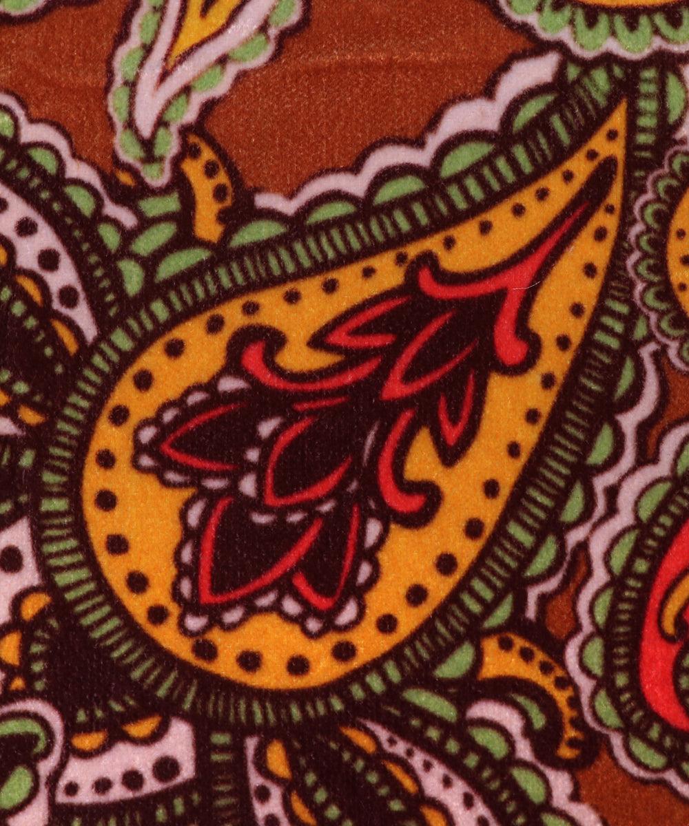 Multi Colour Paisley Print Digital Velvet Fabric