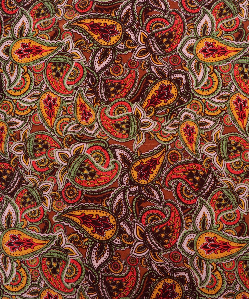 Multi Colour Paisley Print Digital Velvet Fabric