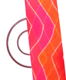 Orange Colour Zig Zag Print Chiffon Fabric