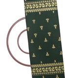 Bottle Green Colour Traditional Print Rayon Fabric
