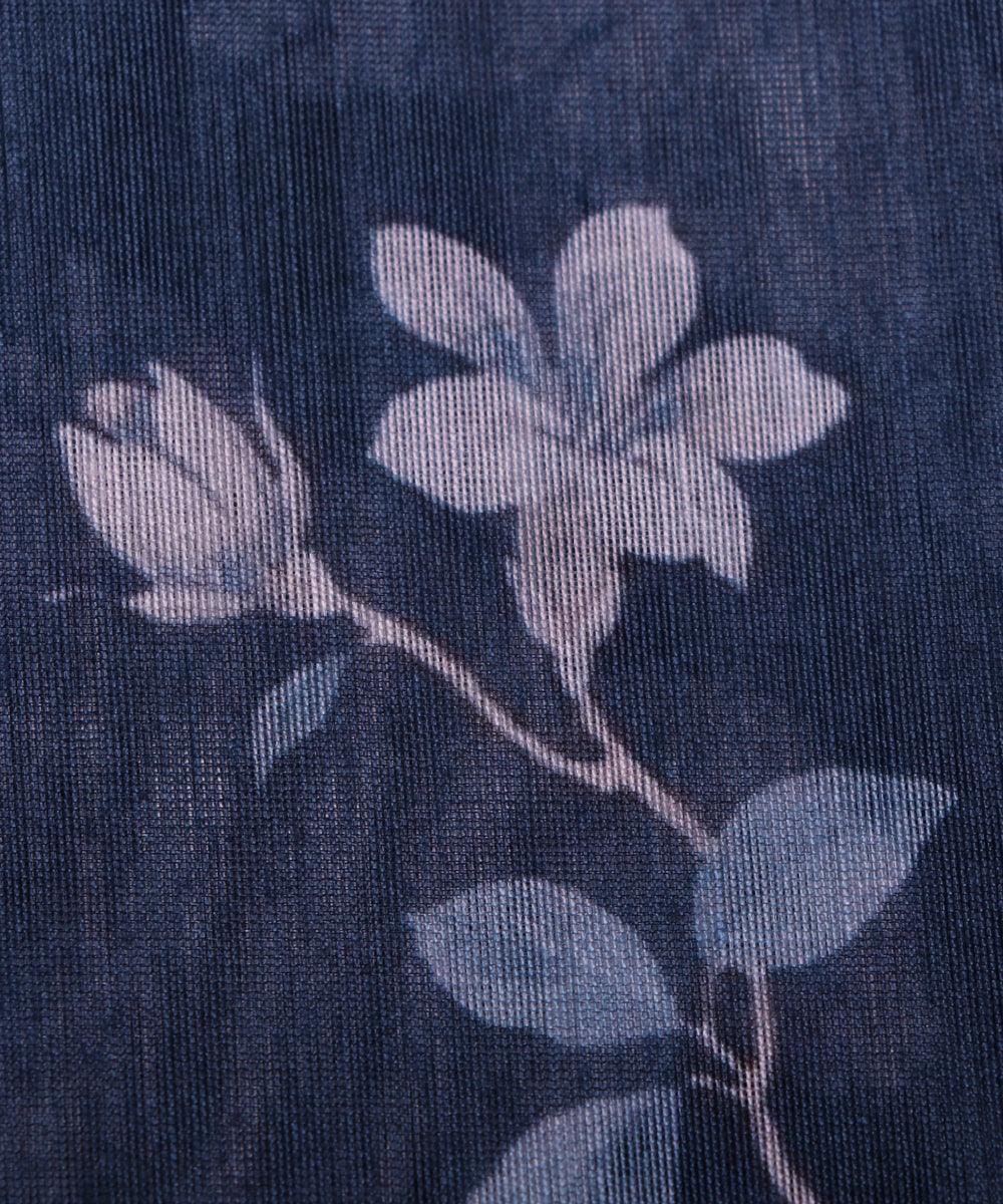 dark blue and white floral chanderi digital print fabric b124 4602