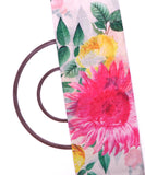 White and Pink Large Floral Chanderi Digital Print Fabric