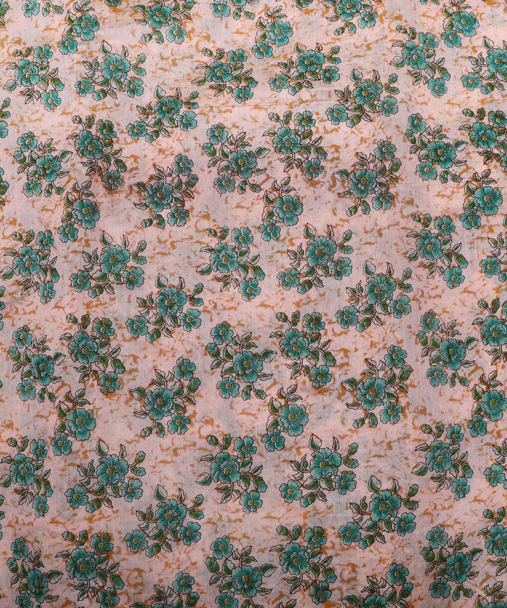 off white floral print chanderi silk fabric 1