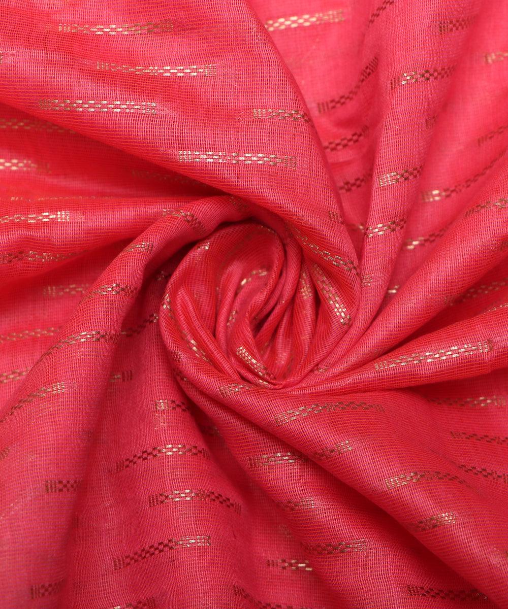 pink geometric pattern chanderi silk fabric 1