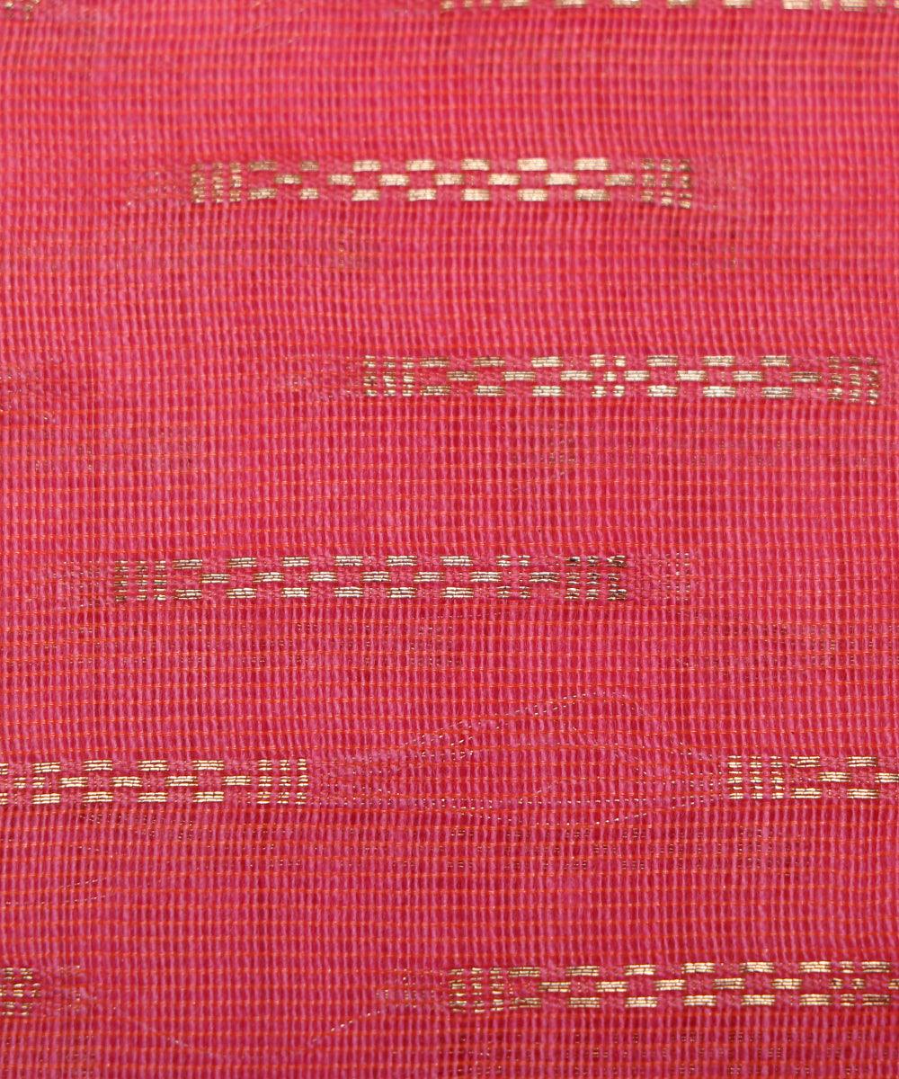 pink geometric pattern chanderi silk fabric 1