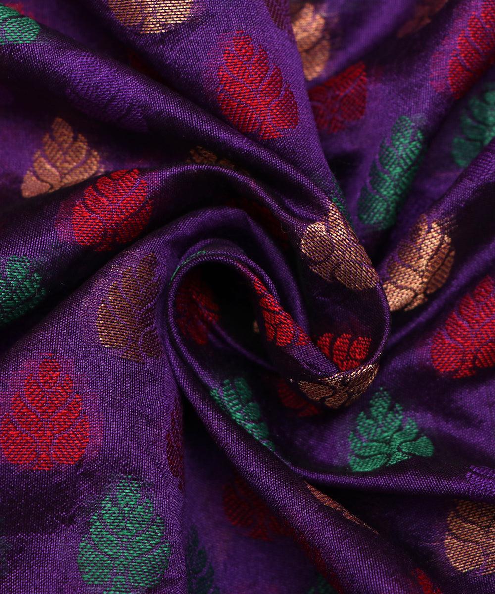 purple tree design chanderi silk fabric
