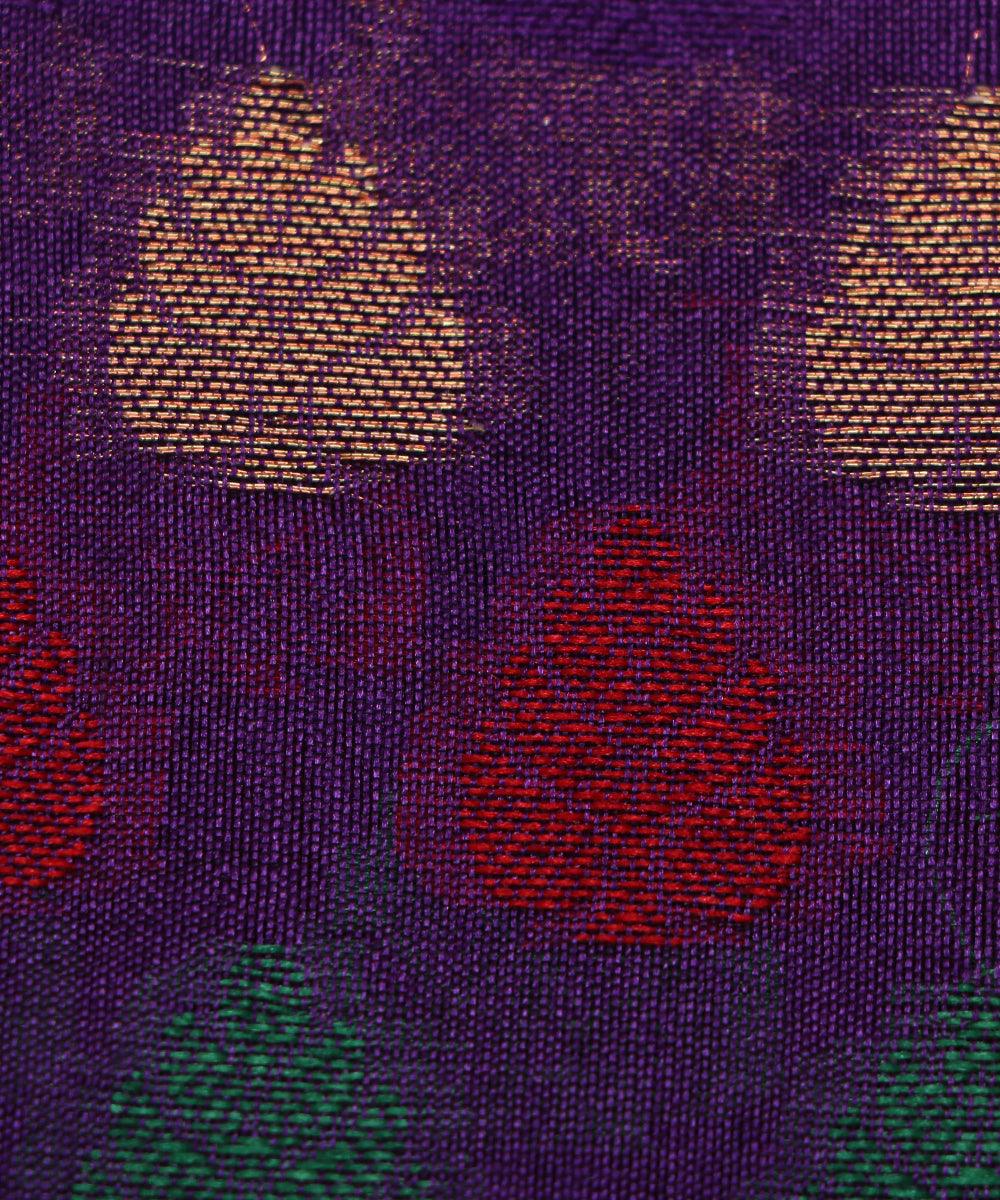purple tree design chanderi silk fabric