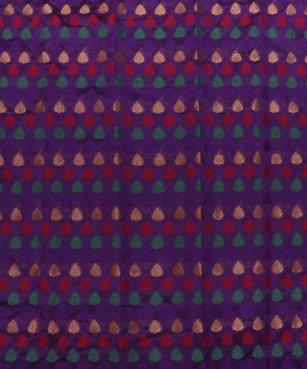 purple tree design chanderi silk fabric