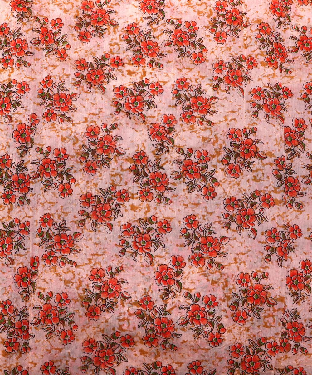off white floral print chanderi cotton fabric 1
