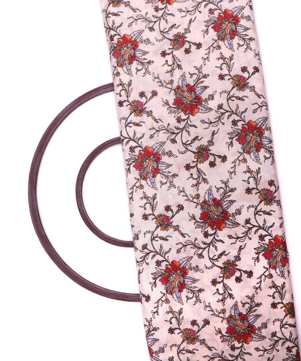 white floral pattern chanderi silk fabric