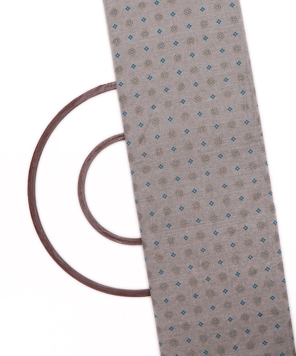 grey and golden foil print cotton slub fabric b102 4776