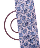 White and Blue Floral Print Chanderi Fabric