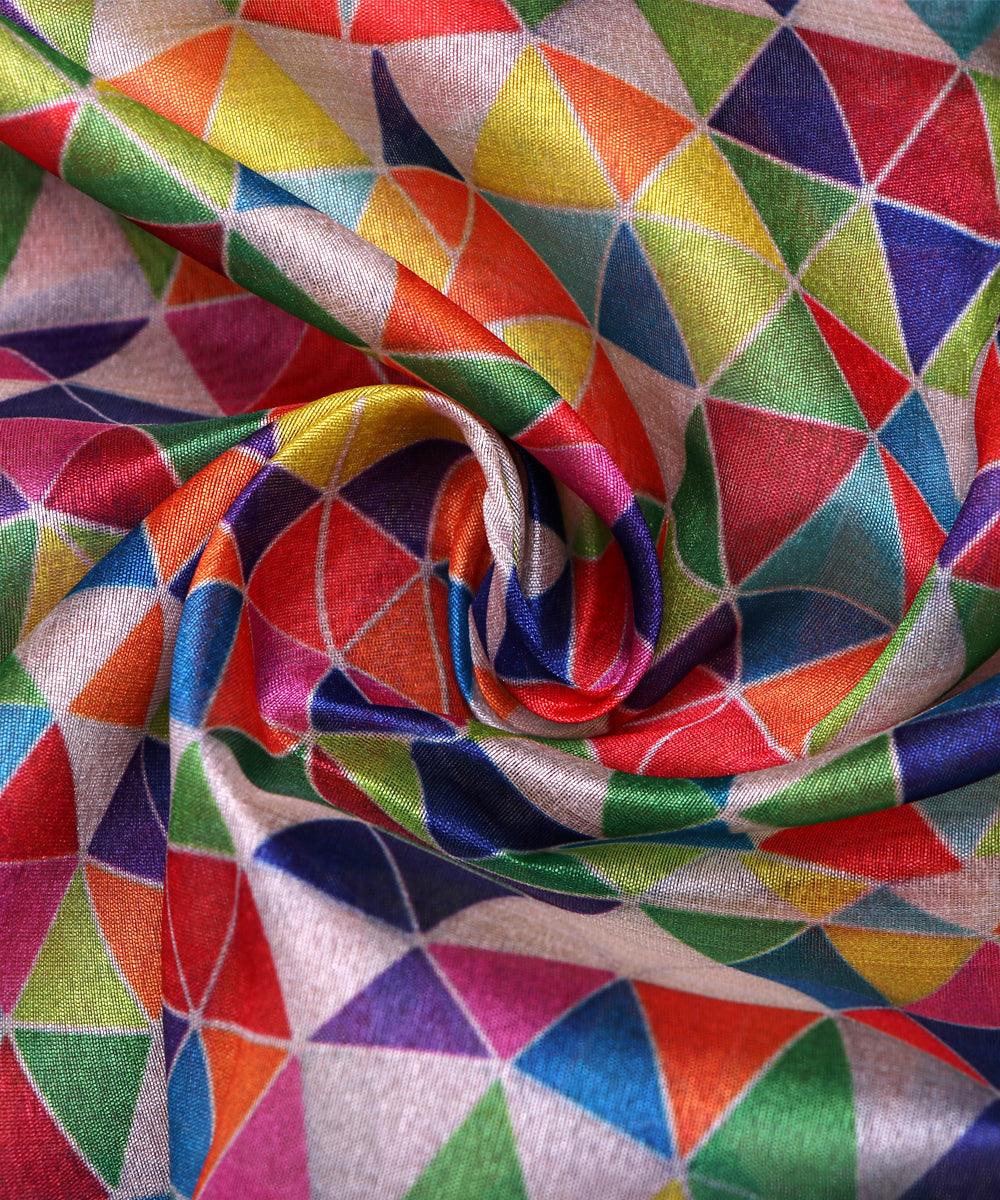 multi color geometric print digital silk fabric b127 5484