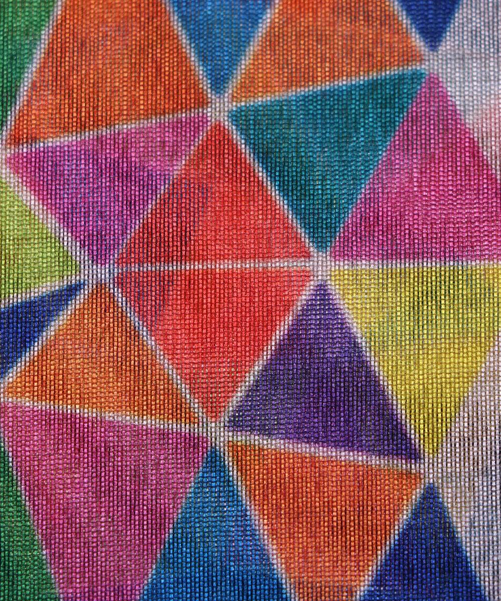 multi color geometric print digital silk fabric b127 5484