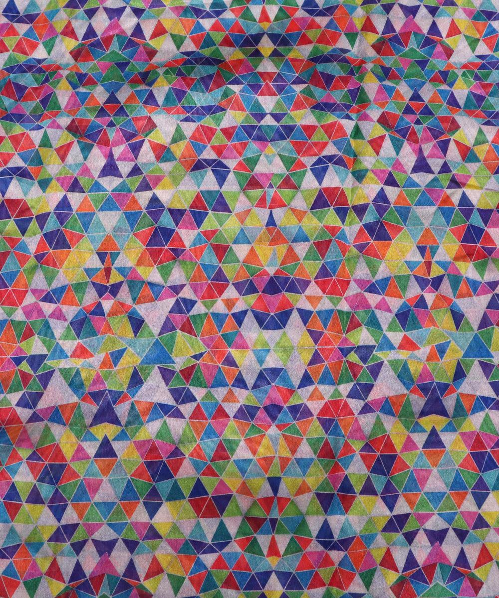 multi color geometric print digital silk fabric b127 5484