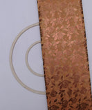 Mustard Brown Colour Floral Foil Print Modal Chanderi Fabric