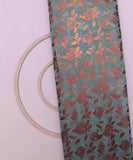 Steal Blue Colour Floral Foil Print Modal Chanderi Fabric