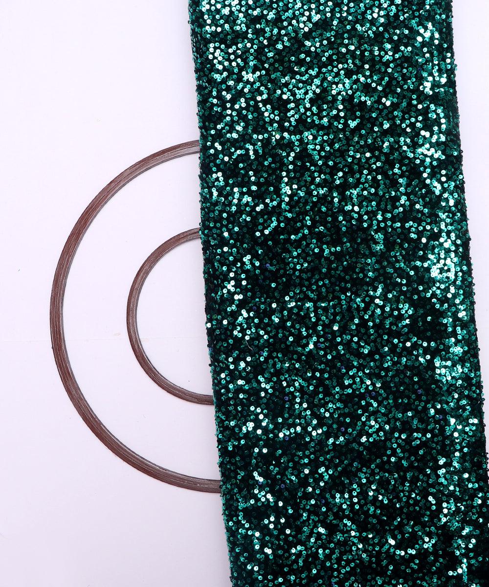 black and green heavy sequin embroidery velvet fabric b106 5711