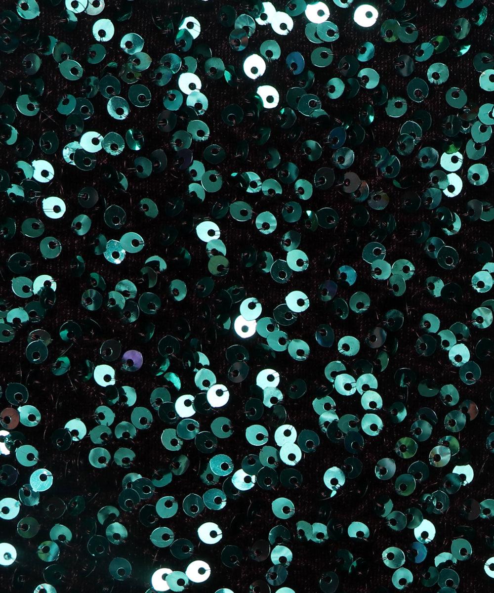 black and green heavy sequin embroidery velvet fabric b106 5711