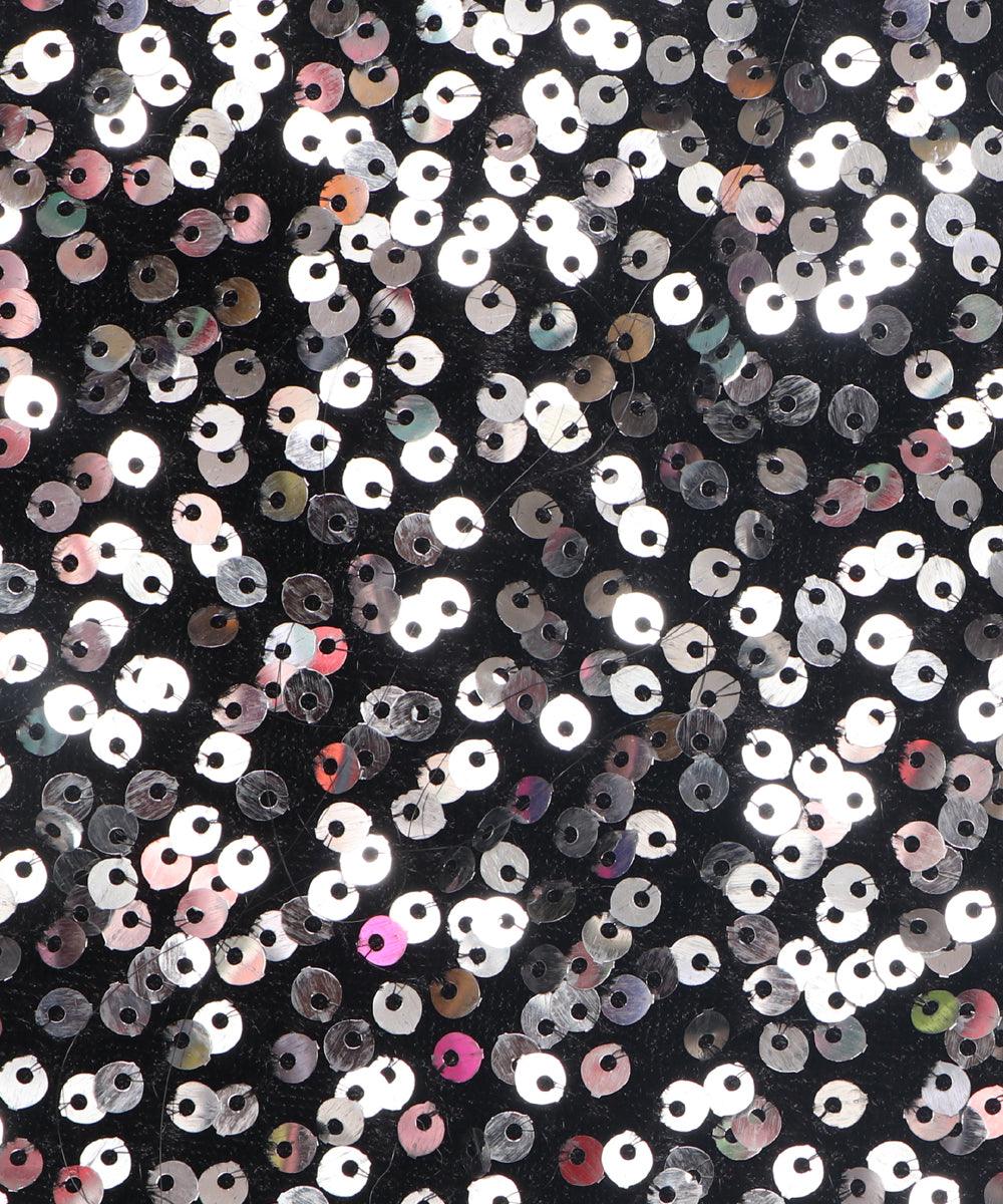 black and silver heavy sequin embroidery velvet fabric b106 5712