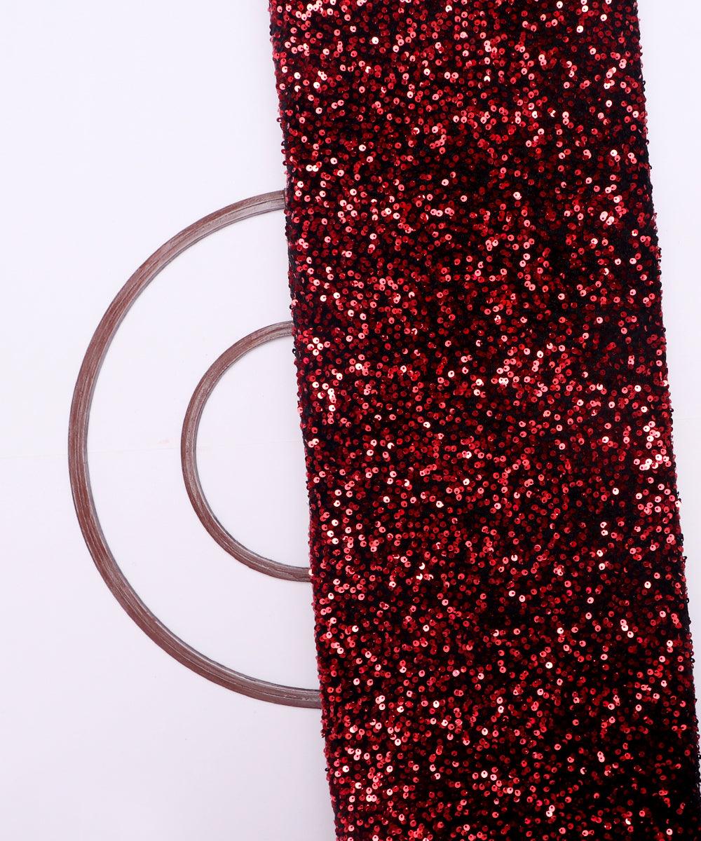 black and red heavy sequin embroidery velvet fabric b106 5714
