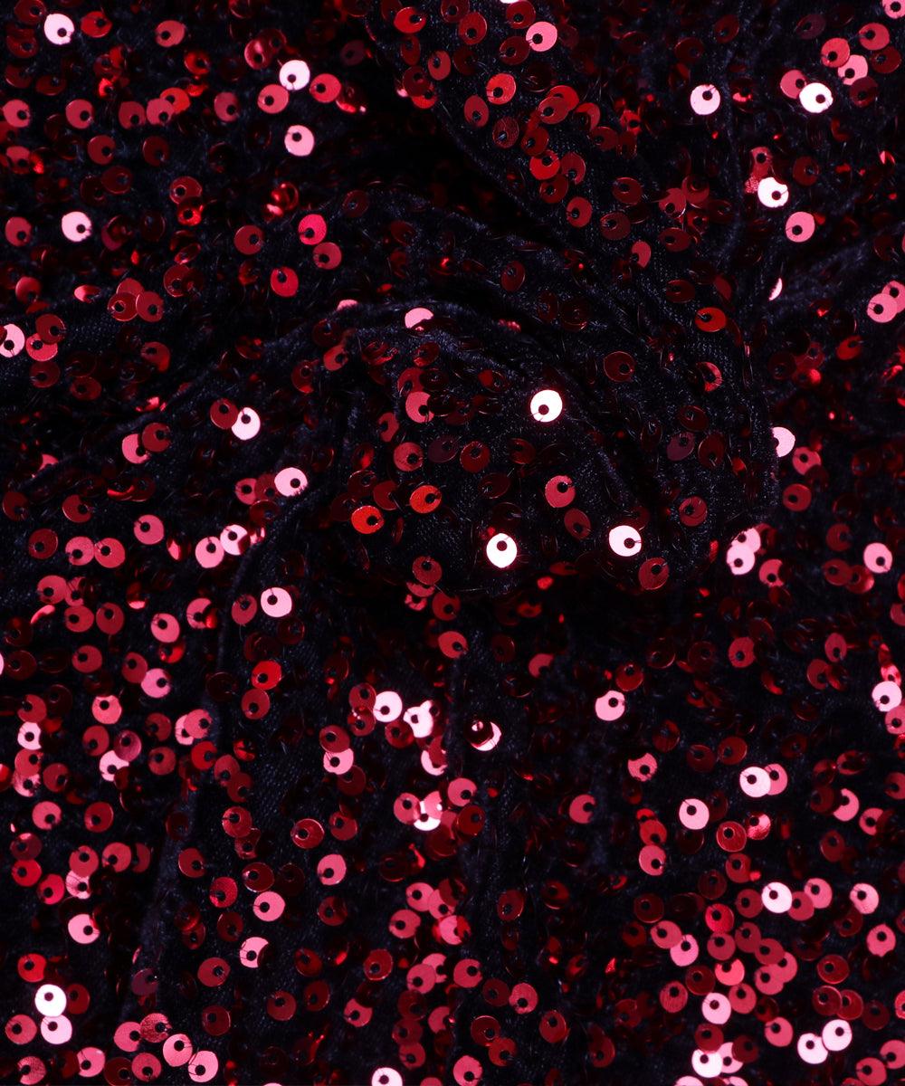 black and red heavy sequin embroidery velvet fabric b106 5714