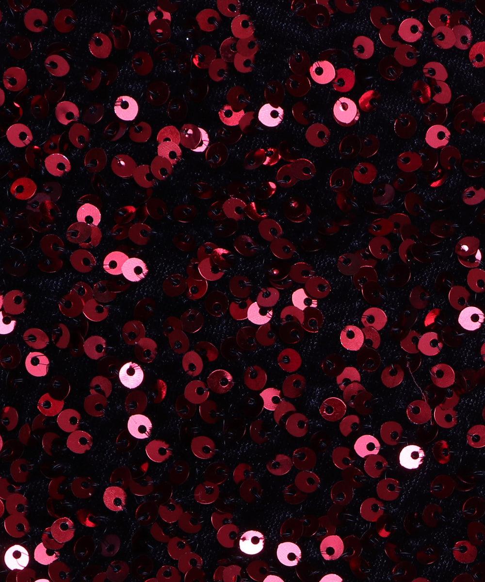 black and red heavy sequin embroidery velvet fabric b106 5714