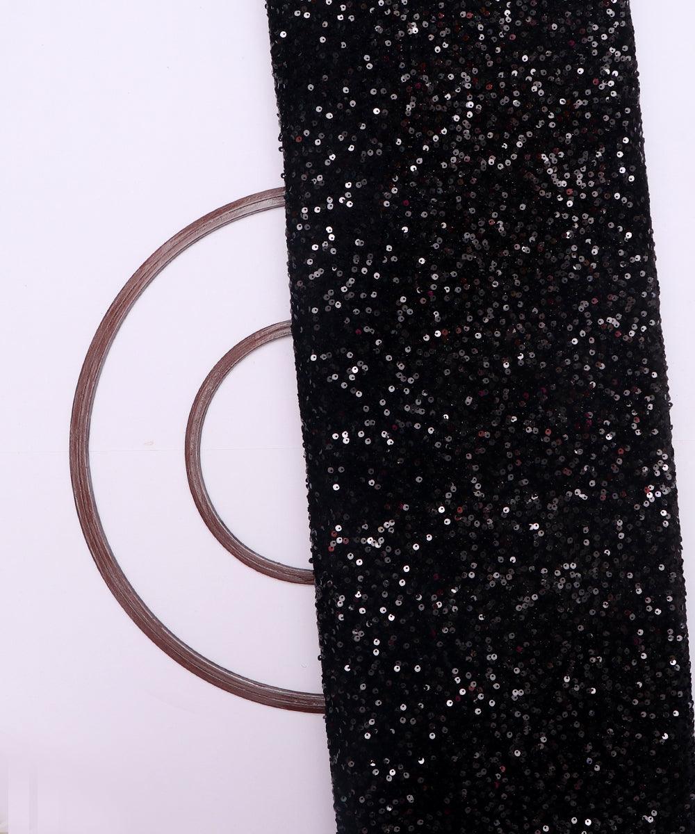 black heavy sequin embroidery velvet fabric b106 5716