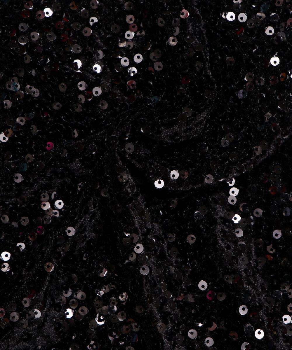 black heavy sequin embroidery velvet fabric b106 5716