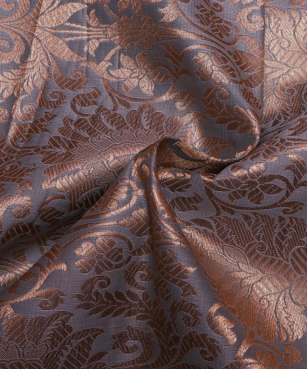 grey and golden two tone floral design banarasi brocade silk b146 5865