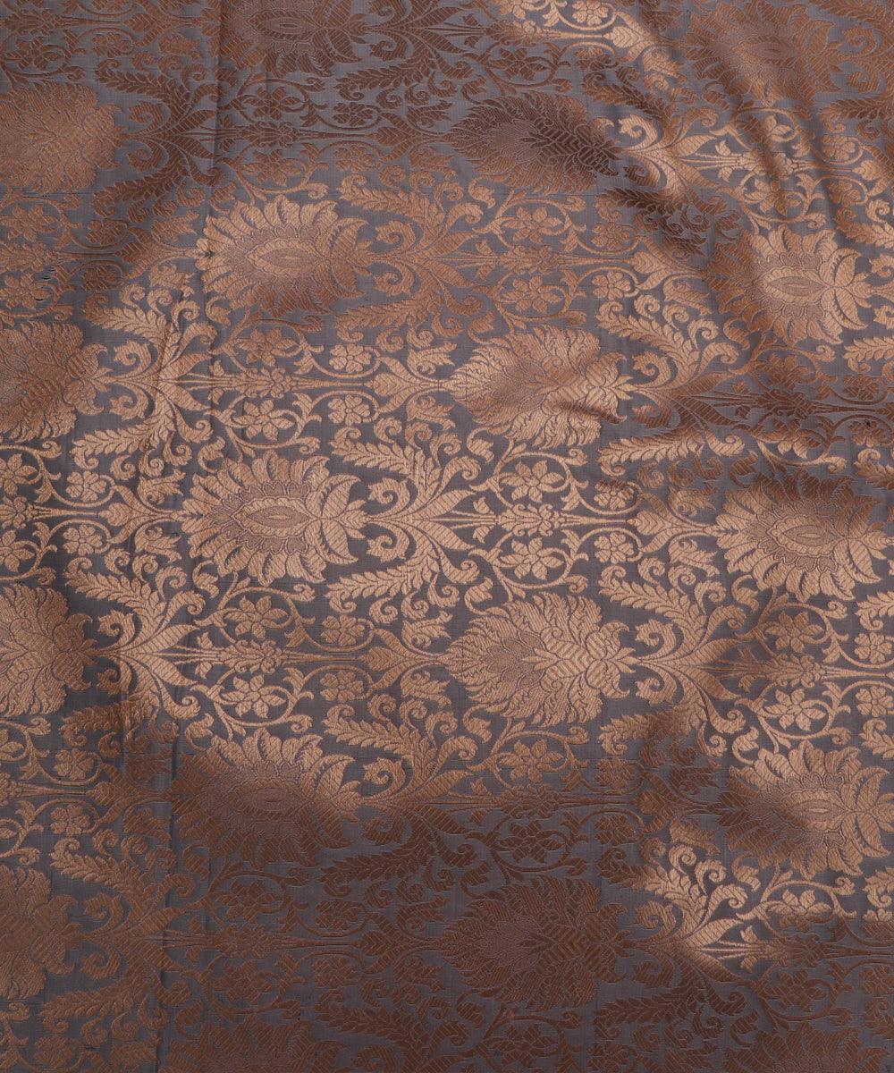 grey and golden two tone floral design banarasi brocade silk b146 5865