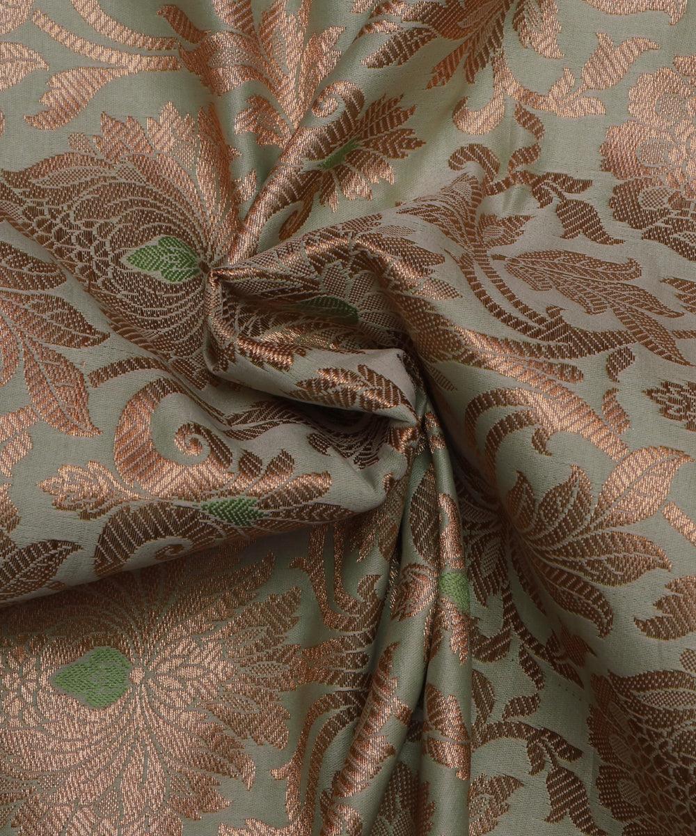 sea green and golden floral design banarasi brocade silk b146 5869