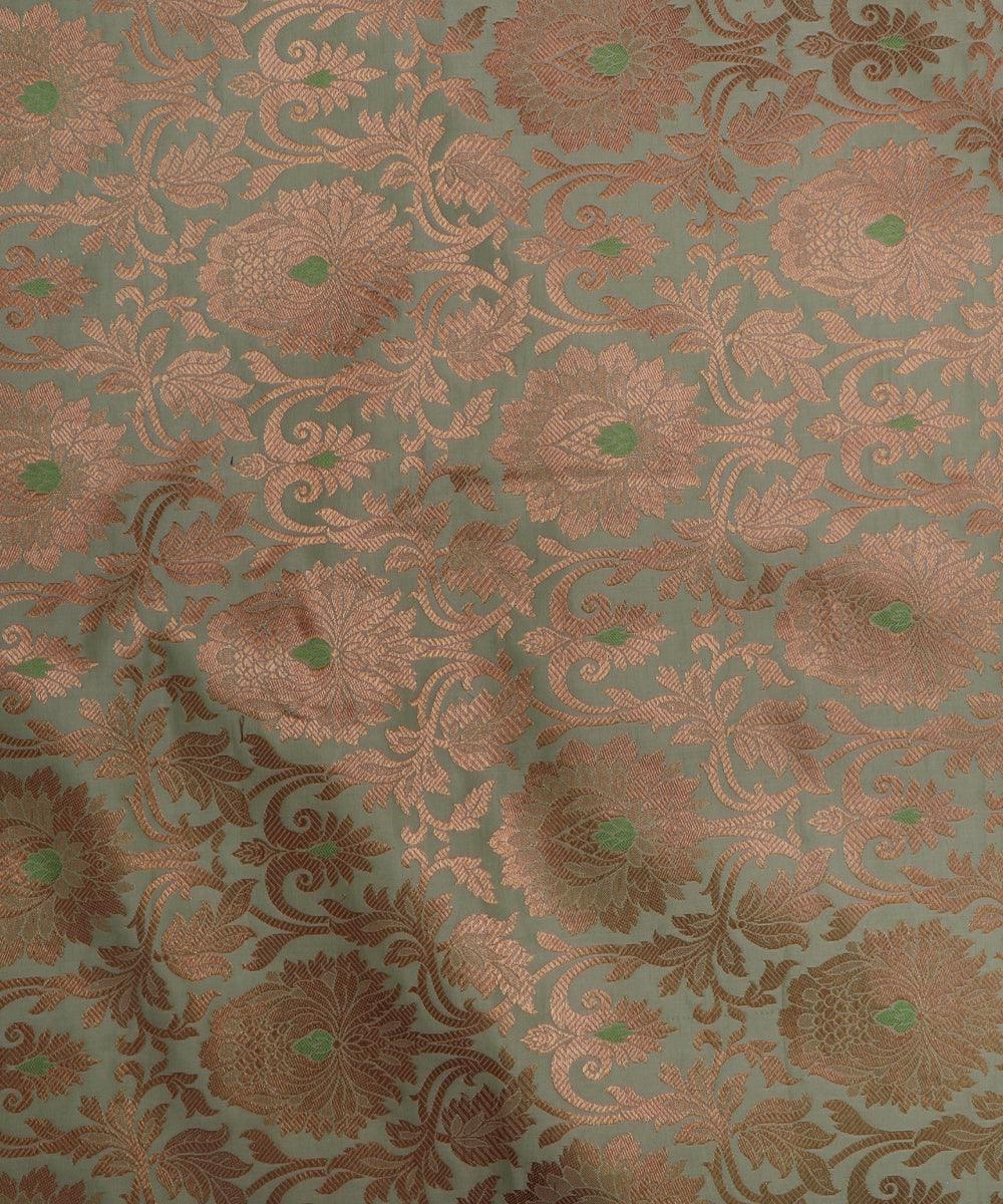 sea green and golden floral design banarasi brocade silk b146 5869