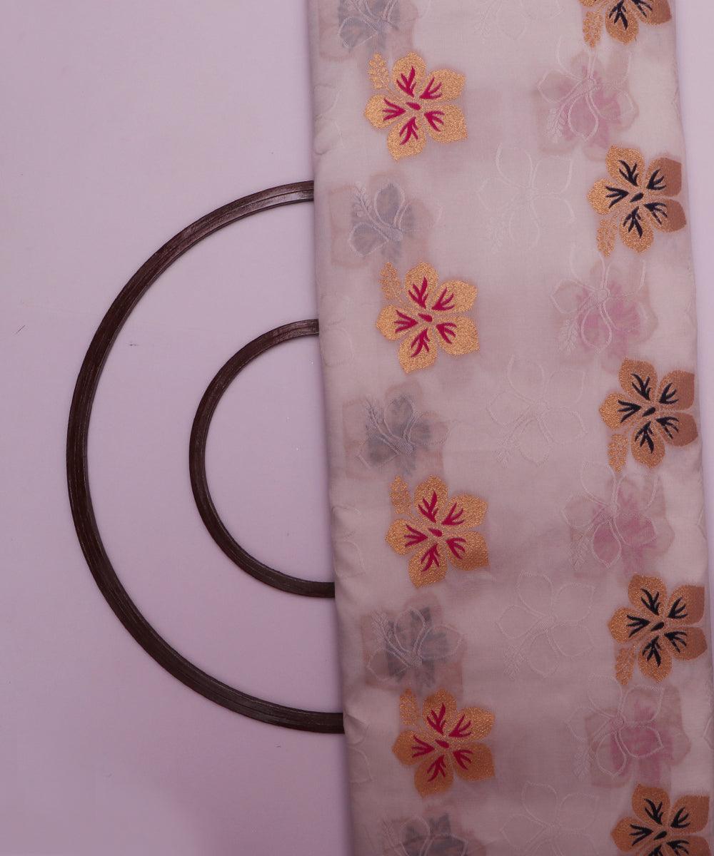 white and pink floral pattern brocade jacquard fabric b146 5852