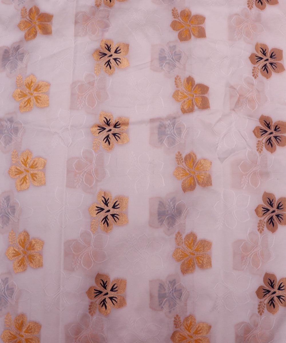 white and yellow floral pattern brocade jacquard fabric b146 5853
