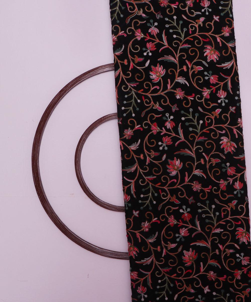 black thread embroidery pure chinon silk fabric b148 5882