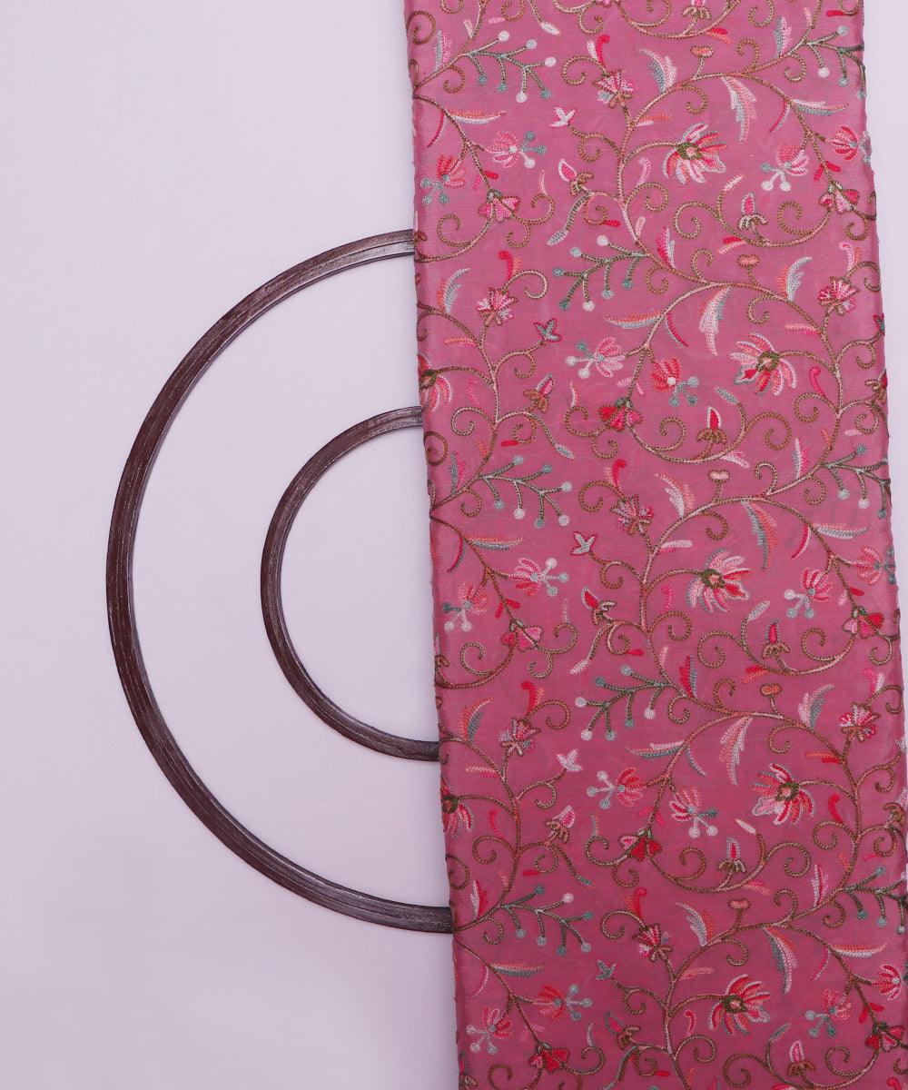 light pink thread embroidery pure chinon silk fabric b148 5884