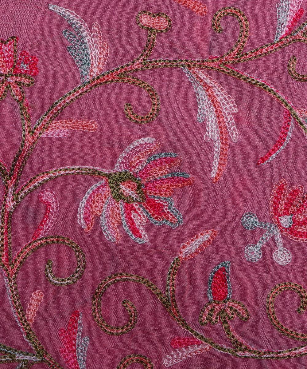 light pink thread embroidery pure chinon silk fabric b148 5884