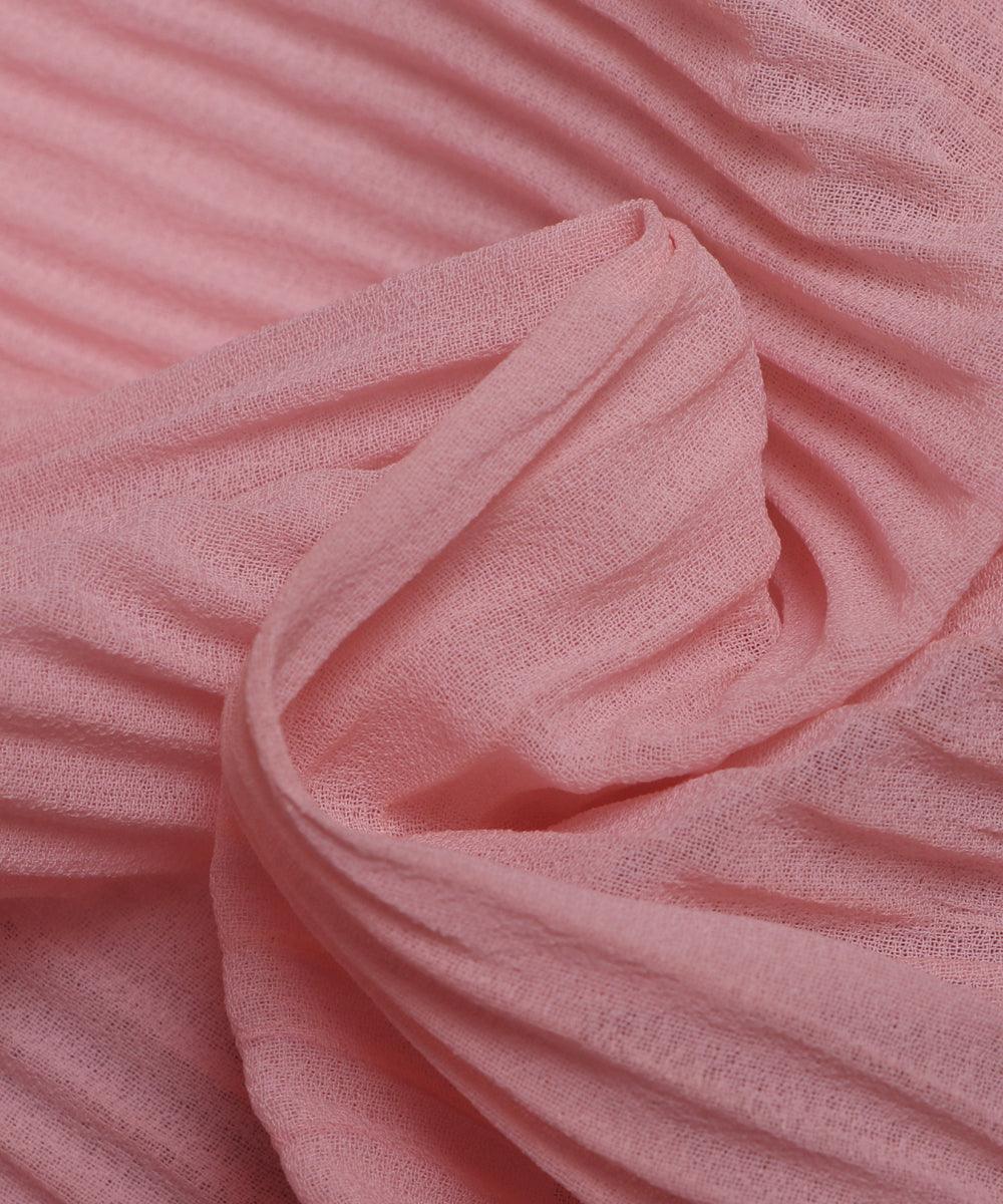 light pink plain pleated georgette fabric