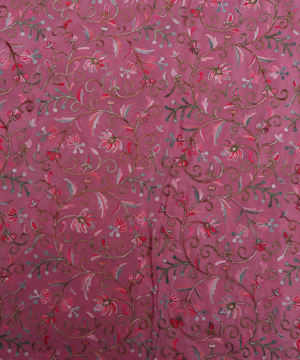 light pink thread embroidery pure chinon silk fabric b148 5884