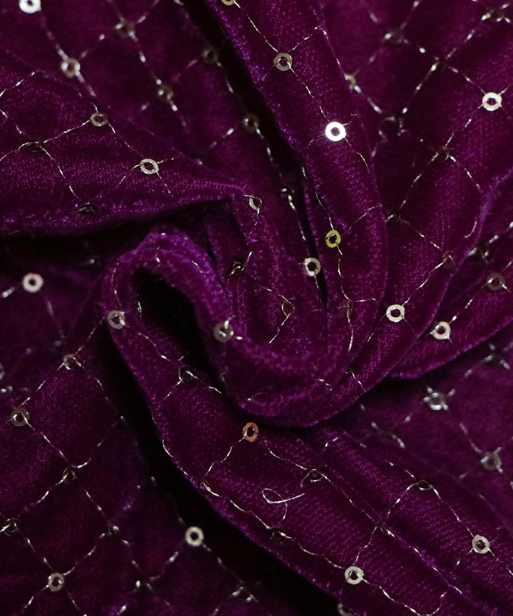 wine and golden sequin embroidery velevt fabric b106 5886