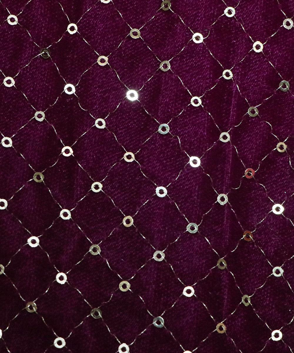 wine and golden sequin embroidery velevt fabric b106 5886