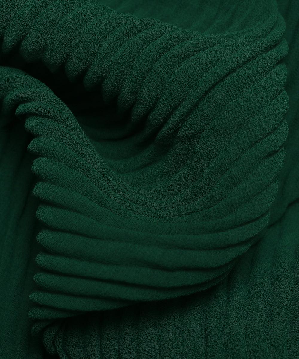 dark green plain pleated georgette fabric b103 6085