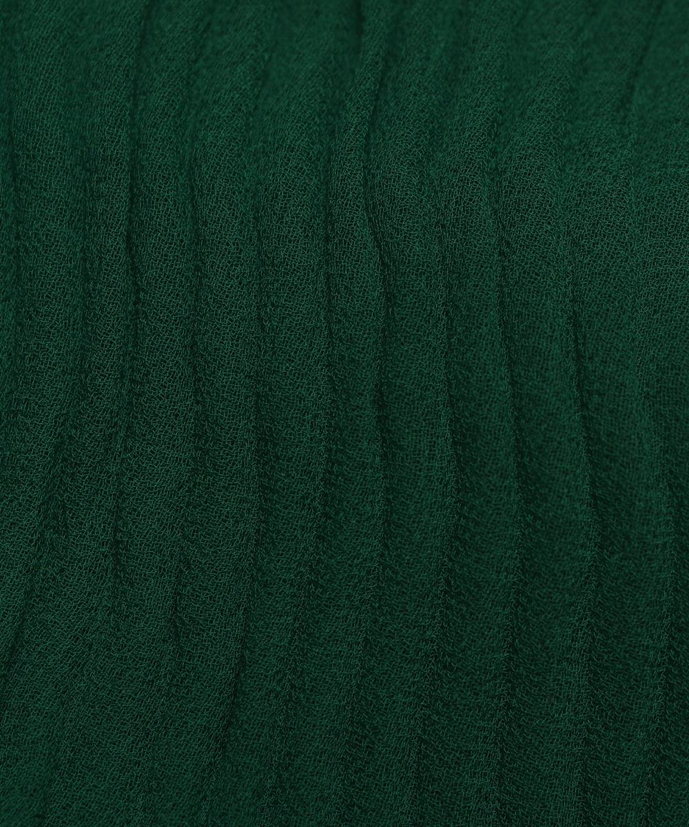 dark green plain pleated georgette fabric b103 6085