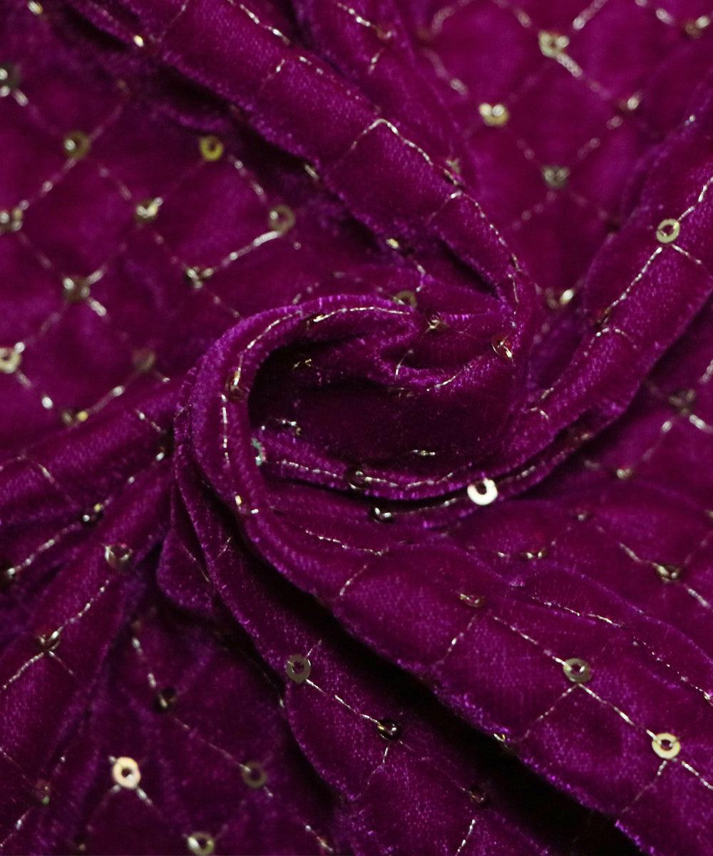 dark magenta and golden sequin embroidery velevt fabric b106 5888