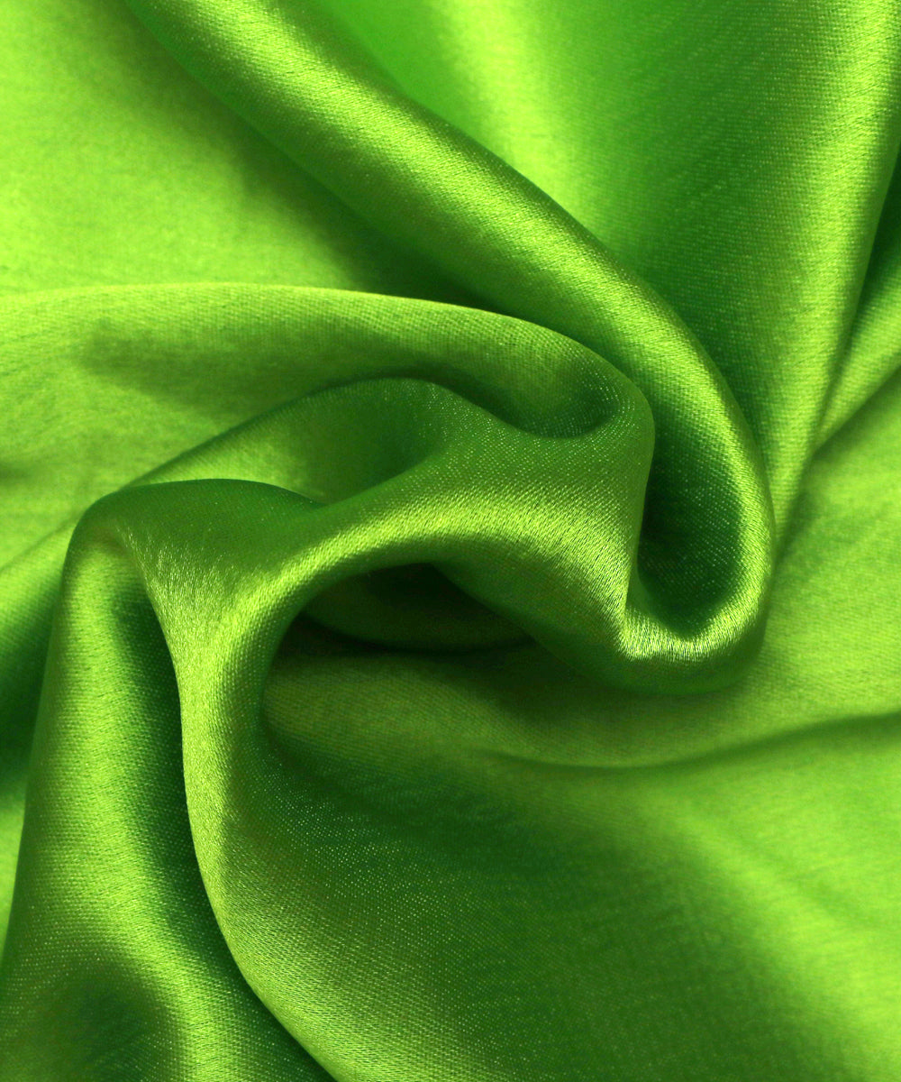Parrot Green Colour Plain Satin Fabric