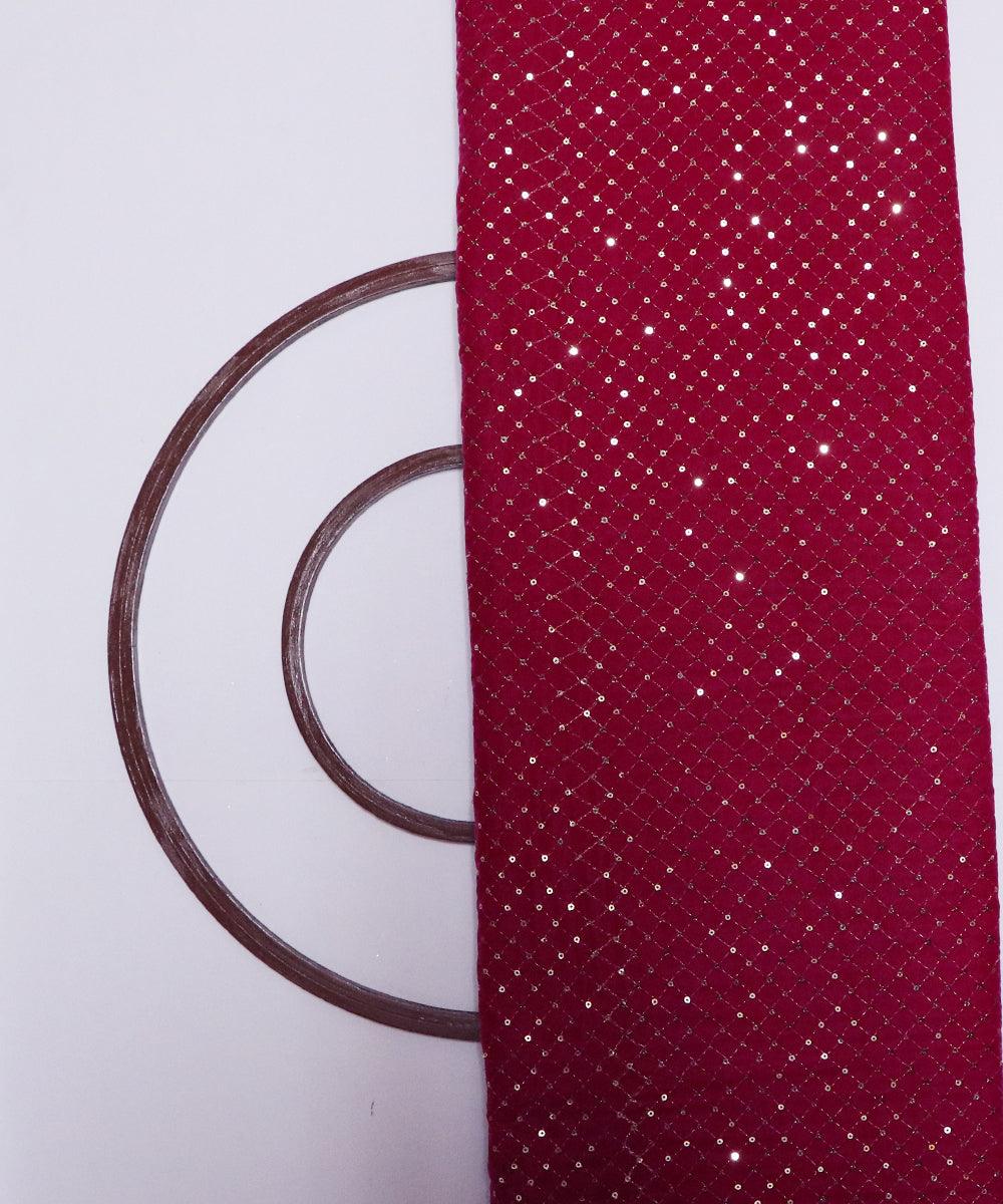 fuchsia and golden sequin embroidery velvet fabric b106 5889